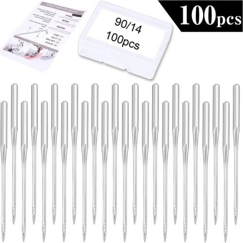 KAOBUY 100PCS Sewing Machine Needles Size 14, Universal Home Machine Needles Large Eye Sewing Machine Needles For Quilting