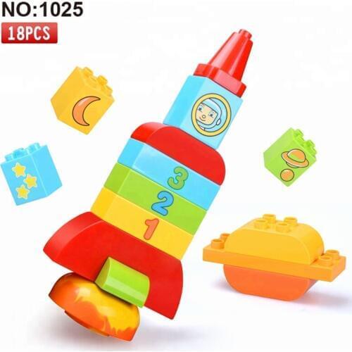18pcs Diy Big Size Building Blocks Digital Rocket Educational Toys Bricks Hobbies For Children