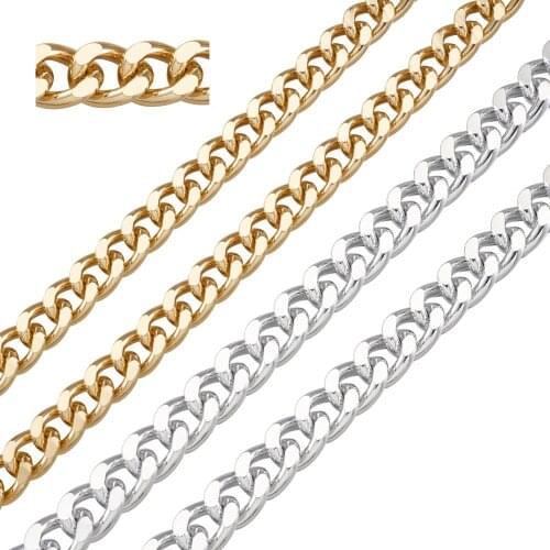 2 pcs Aluminium Unwelded Curb Chains for jewelry making DIY bracelet necklace, Link: 16.5x13x3.5mm; 1m/strand