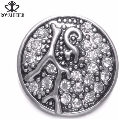 2017 Transparent Rhinestone Metal Charms 18mm Snap Button Jewelry For 20mm Snaps Bracelet Snap Jewelry KZ0767