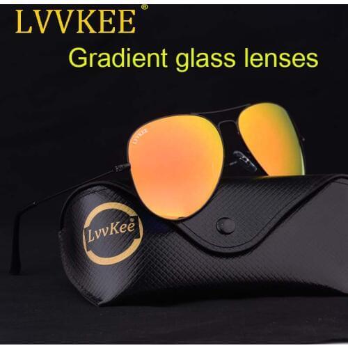 2019 luxury Brand logo glasses lens women/men Pilot sunglasses 62MM Gradient lens Blue green red pink retro