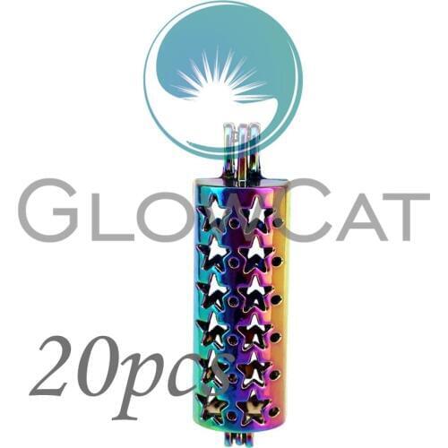 20x CC284 Rainbow Star Long Cylinder Stone Beads Cage Jewelry Making Essential Oil Diffuser Pearl Cage Locket Pendant