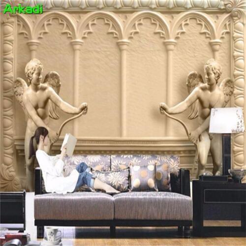 3D European oil painting wallpaper hand-painted characters Angels Paradise TV background wall paper seamless waterproof wall