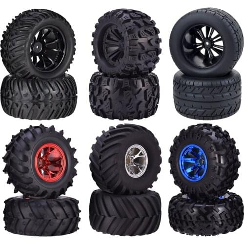 4PCS 12mm Hub 1/10 Tyre Wheel Big Foot 120mm 125mm 130mm Monster Truck Tires Wheels Buggy for RC Car Crawler Traxxas Scx10 Buggy