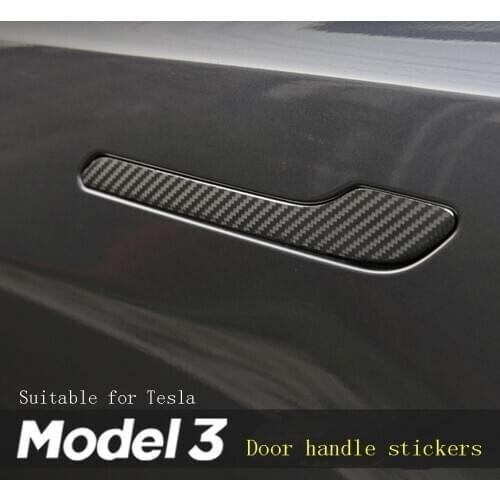 4PCS Door Handle Wrap Cover For Tesla Model 3 Carbon Fiber Protector Sticker ModelY Accessories Model3 Model 3 2020,2021