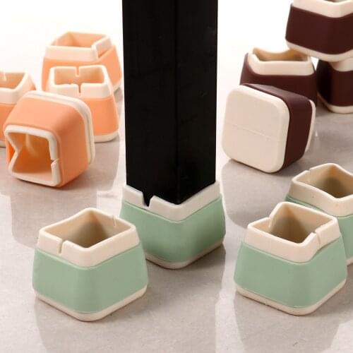 4Pcs Legs Protectors Furniture Feet Cups Silicone Anti Slip Foot Covers Table Chair Tube End Caps Leg Plug Pads Floor Protector