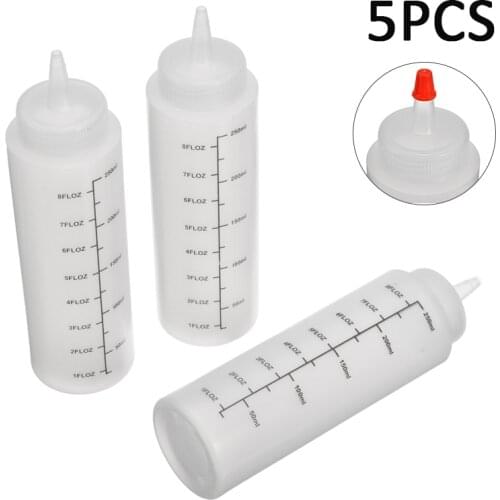 5/10pcs Needle-nosed Bottle 250ml Plastic Squeeze Bottle Condiment Dispenser For Sauce Vinegar Oil Ketchup Gravy Cruet Container
