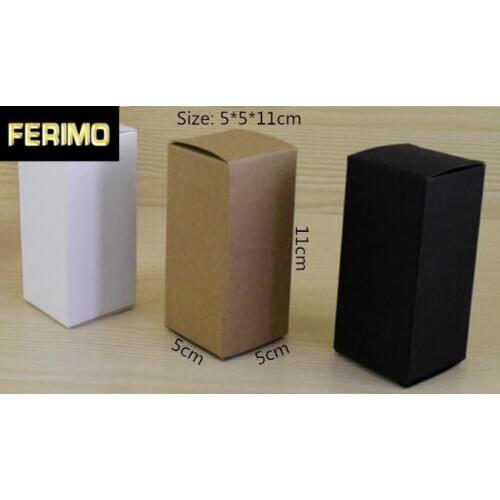 50pcs/lot-5*5*11cm White Black Kraft Paper Gift Box Cosmetic Bottle Jar Box Craft Handmade Soap Candle Storage Boxes valve tubes