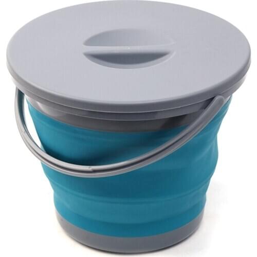 5L Folding Bucket with Cover Portable Folding Bucket Car Wash Fishing Promotion Bathroom Kitchen Silicone Bucket Outdoor Camping