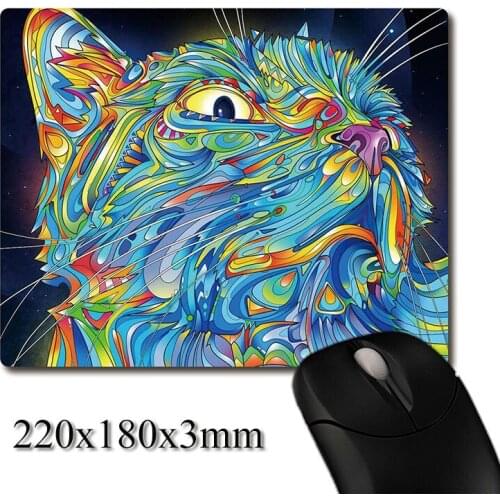 Abstract colorful cat image printed Heavy weaving anti-slip rubber pad office mouse pad Coaster Party favor gifts 220x180x3mm