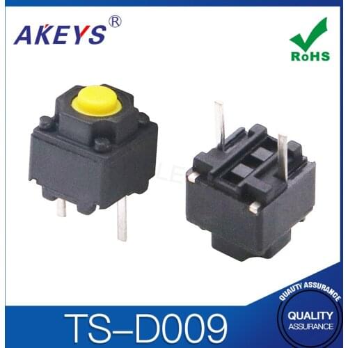 TS-E009 touch switch 6 * 6 middle two pin mouse accessories yellow round head micro button connector in-line short pin