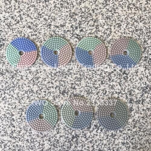Diamond Polishing Pads 4 inch Three Color Diamond Sectors for Polishing Granite Wet Pad Sander Nylon Abrasive Pad 7 Pieces Set
