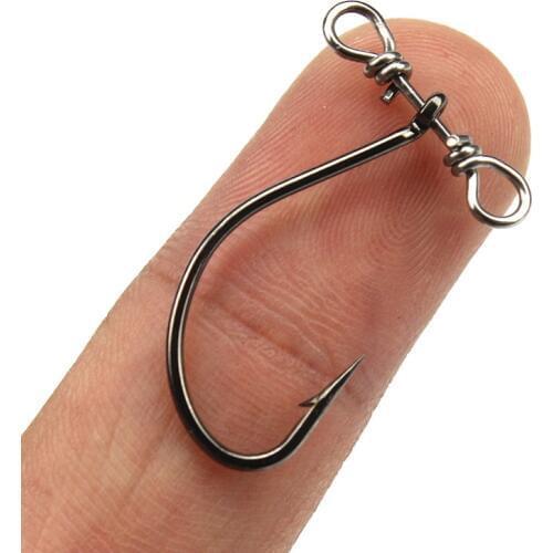 Balance Single Hook 2.5cm/0.4g Black Nickel Worm Hooks Double Hole Rotation Ring Scale Soft Bait Hooks