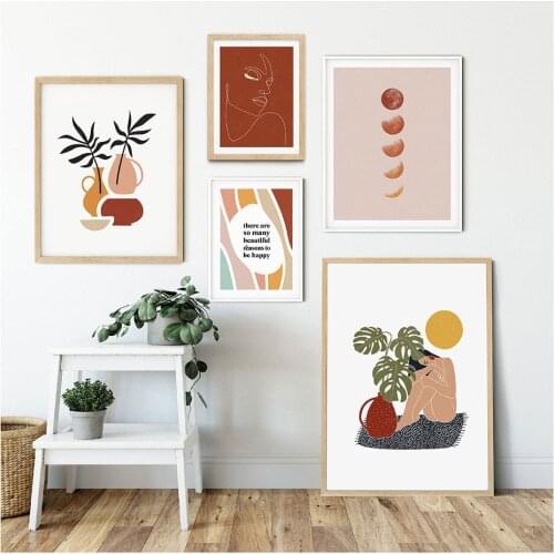 Boho Art Colorful Quote Wall Art Poster Line Draw Woman Feature Canvas Print Decoration Picture Modern Living Home Decor