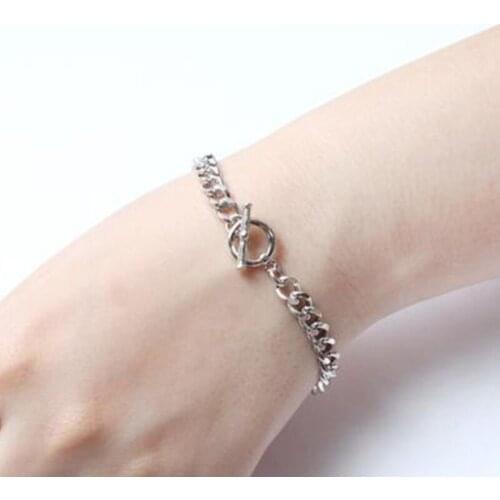 Simple Style Punk Buckle Geometric Lasso Bracelet for Women Silver Color Hand Chain Female 2020 Fashion Jewelry Bracelets New