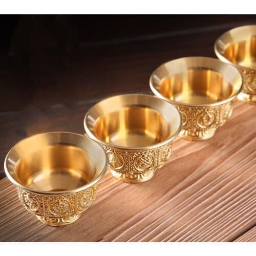 Pure Copper Water Supply Cup Buddha Auspicious Dedicated To The God of Wealth Water Purification Holy Water Cup Bowl Home Decor