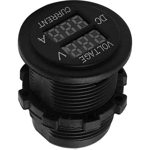 New 2 In 1 Voltage Current Digital LED Display Waterproof Motorcycle Voltmeter Gauge Panel Meter Electromobile Car