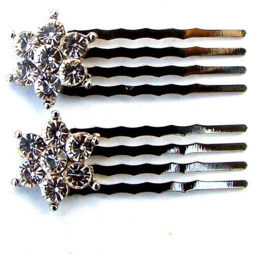 New crystals metal alloy flower double twin mini hair comb headpiece ornament jewelry accessories 12pcs lot