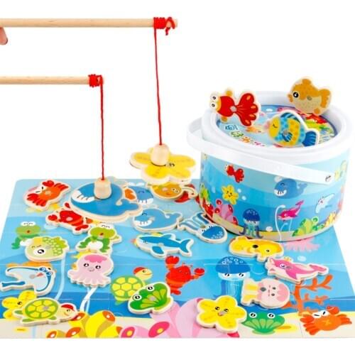 Children Baby Wooden Magnetic Fishing Game fishing toy Educational Toys Set Kids Baby Gifts Outdoor Fish funny Toys for kid gift