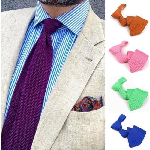 Red Knit Ties For Men Neck Tie For Wedding Business Casual Knitted Neckties Classic Suits Candy Color Neck Ties Gravatas