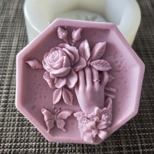HC0133 PRZY flowers Soap Molds Holding flowers butterfly Silicone Mold Clay Resin Gypsum Chocolate Candle Candy Mold