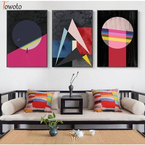 Colorful Modern Abstract Canvas Painting Cosmos Posters Geometric Prints Wall Art Decorative Wall Pictures for Living Room Decor