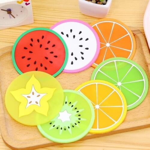 Creative Fruit Shape Coaster Cup Pads Silicone Insulation Mat Hot Drink Holder Watermelon Kiwi Fruit Lime Mango Orange Carambola