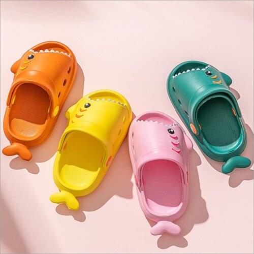 Summer New Style Shark Boys Girls SLIPPERS Open Toe Cartoon Indoor Kids Slippers Anti-slip Soft Baby Toddler Sandals