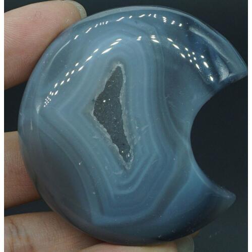 Moon Sculpture Natural Gemstone Agate Geode Figurine Crystal Healing Decor#4