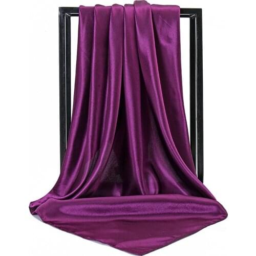 Fashion Silk Stain Bandana Square Shawl Scarf Plain Candy Color Headband Cowboy Women Headwear Wrist Hair Wraps Snood 90cm*90cm