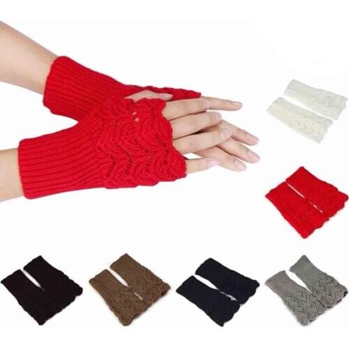 Fashion Girls Autumn Winter New Women Men Winter Womens Lady Warm Fingerless Hand Glove Mittens Knitting