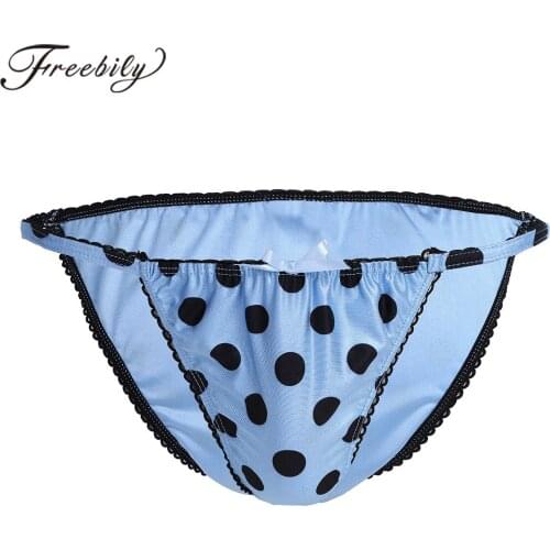 Mens Swimsuit Underwear Swimwear Bikini Briefs Swimming Suit Polka Dots Bow Low Rise Underpants Homme Sissy Male Panties