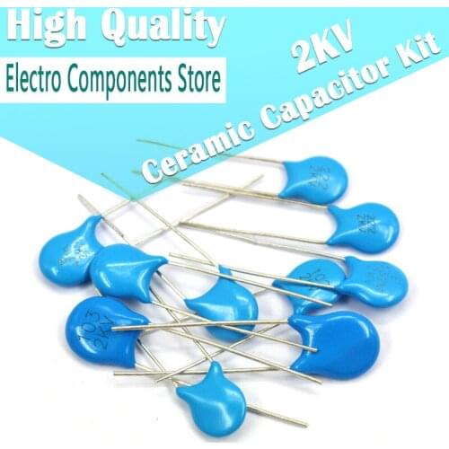 120Pcs/Lot 12value 2KV High Voltage Ceramic Capacitor Kit 2KV 22P 47P 100P 150P 220P 330P 470P 102 222 332 472 103 DIY Kit