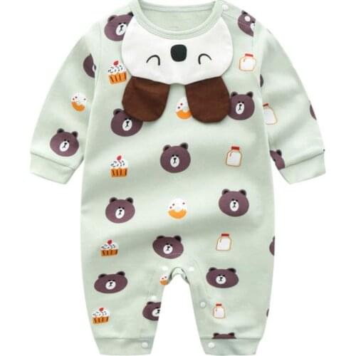 New Baby home wear pajamas Boys girls long-sleeved onesie newborn spring and autumn 100% cotton cartoon printed Infant Clothing