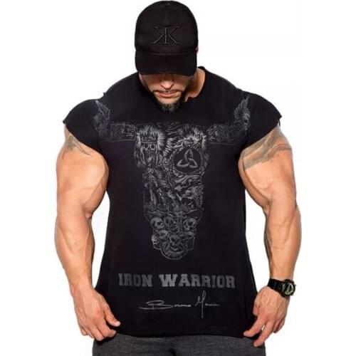 2021 New Mens Gyms Fitness Bodybuilding Skinny T-shirt Summer Casual Fashion Print Male Cotton Tee shirts Tops Crossfit Clothing