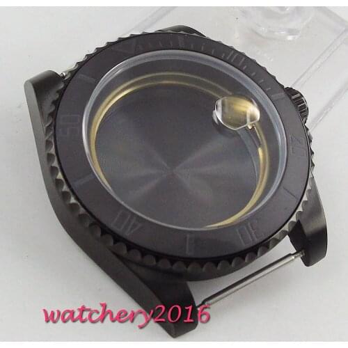 NEW Arrive 40mm Rotating Bezel Black PVD Watch Case fit fit MIYOTA 8215 821A 8205 2836 MOVEMENT mens Watch