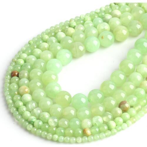 Wholesale Natural Stone Green Jades Round Loose Beads for Jewelry Making Diy Bracelet Necklace 15'' Strand 4/6/8/10/12mm
