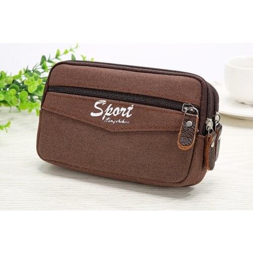 Portable Canvas Waist Bag Men Casual Multi-function Phone Purse Outdoor Sport Travel Belt Bum Zipper Pouch Fashion Mini Clutches