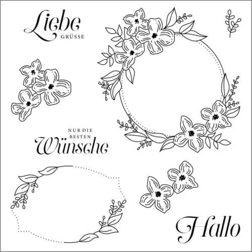 German Flowers Text Silicone Clear Rubber Stamp Sheet Cling Scrapbooking DIY Cute Pattern Photo Album Paper Decoration