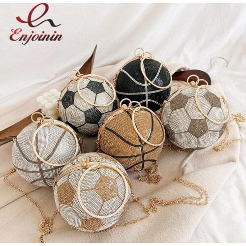 Luxury Diamond Basketball Football Party Handbag Shoulder Bag for Women 2020 Crossbody Bag Chain Purse Designer Bag Evening Bag