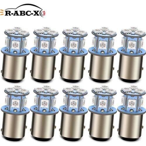 RUIANDSION 10Pcs 6V 12V 24V BA15D 1142 1157 BAY15D P21/5W 5050 8SMD White Red Amber Turn Tail Signal Car Brake Light Stop Lamp