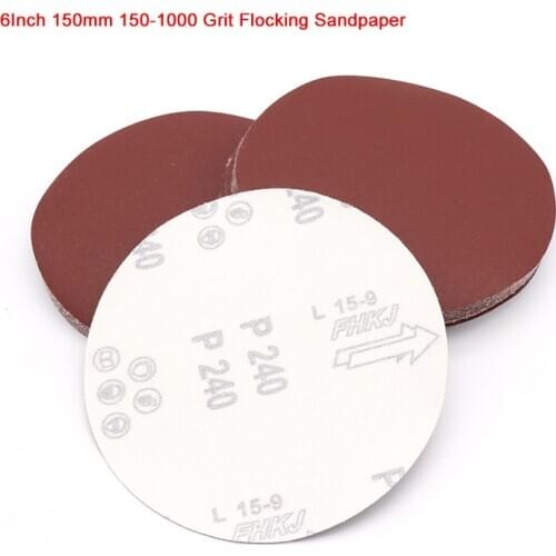 6Inch 150mm 150-1000 Grit Flocking Round Sandpaper Disk Polishing Sheet Disc Hook And Loop Sanding Paper