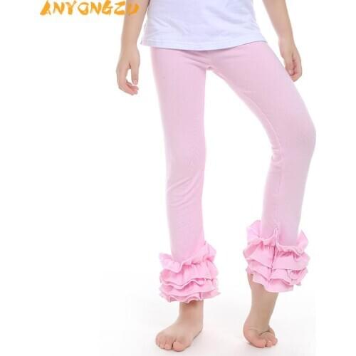 Ruffles Pants Girls Cotton Lace Leggings Childrens Spring Fall Kids Leggings Pants New Boutique Candy Trouser 3pc/lot