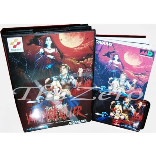 Memory Card Vampire Killer With Box and Manual Book for 16 bit Sega Megadrive Video Game Card MD for Genesis mortal