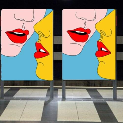 Modern Fashion Kissing Red Lips Canvas Painting Wall Art Nordic Posters and Prints Wall Pictures for Living Room Decoration