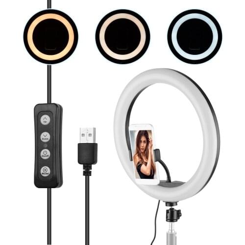 14Inch LED Ring Light Fill-in Lamp Built-in 10W Dimmable 2700-5500K Color Temperature +Ballhead for iPhone Samsung Huawei Xiaomi