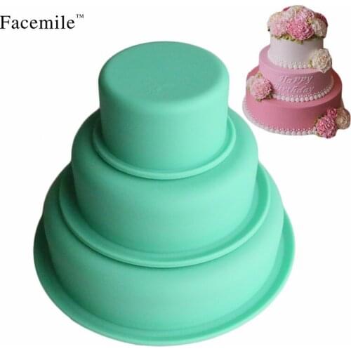 Three-tier round cake mold Easy to demold Silicone cake baking mold Pizza base high temperature mold Food grade silicone