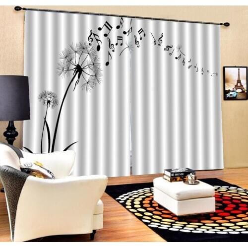 Dandelion curtains music curtain 3D Curtain Luxury Blackout Window Curtain Living Room Decoration curtains