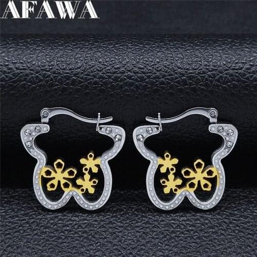 2021 Stainless Steel Big Flower Round Earings Women Gold Silver Color Hoop Earrings Jewelry pendientes acero EXS01