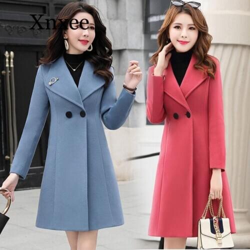 Female Long Slim Blend Woolen Outerwear 2020 fashion New Women Overcoat elegant Wool Coat Female Autumn Winter Jacket Clothes